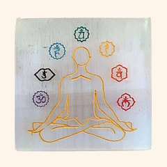 5 x 5 inch SELENITE 7 CHAKRA PLATE