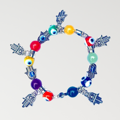Multi-Color Evil Eye & Hamsa Chakra Bracelet